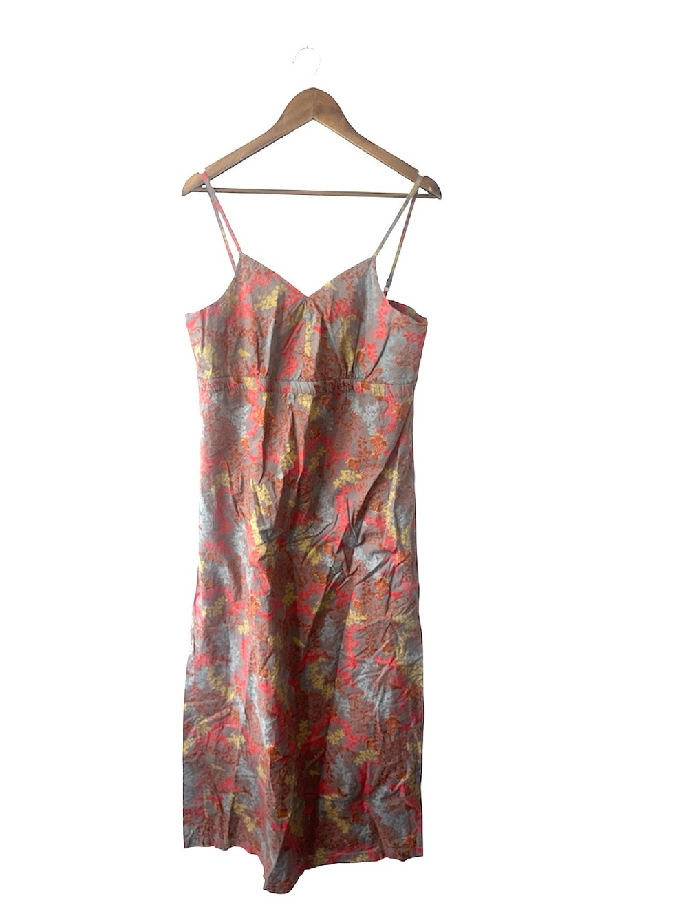 Aventura Floral Organic Cotton Maxi Dress Lagenlook Pink Purple Boho Size Large